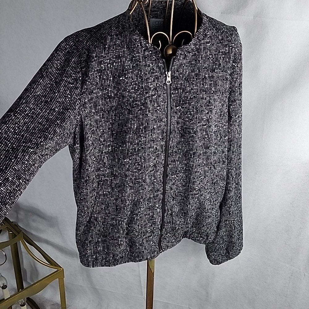 Black & White Zippered Bomber Jacket Paraphrase